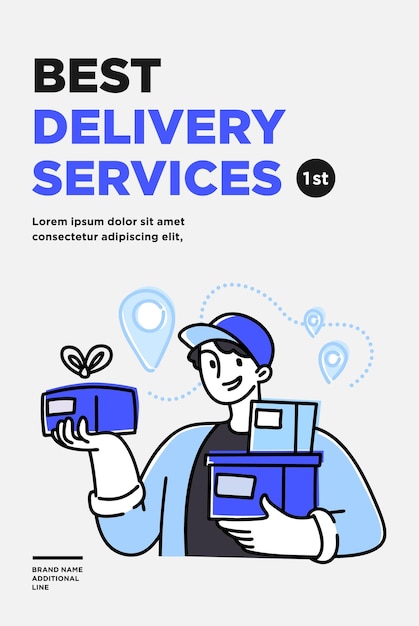 Vector poster flyer or banner design template. delivery service