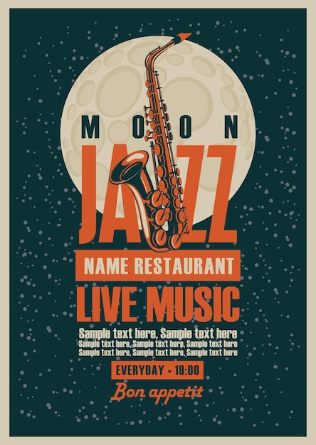 Вектор Афиша для джазовых ресторанов с живой музыкой