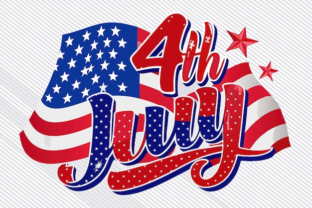 a poster for the fourth of july with a red white and blue flag and stars