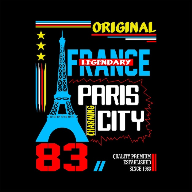 에펠탑이 있는 프랑스 도시 포스터.