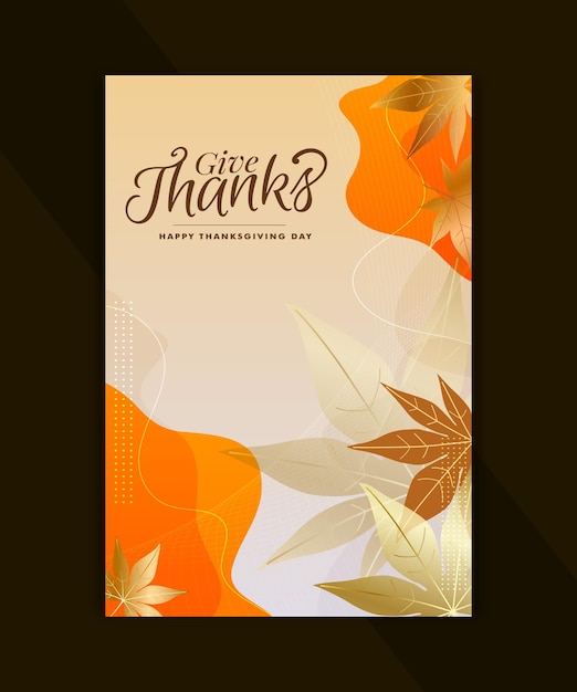 A poster for give thanks day with leaves on it