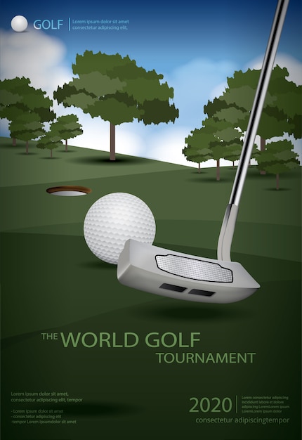 Vector poster golf champion template