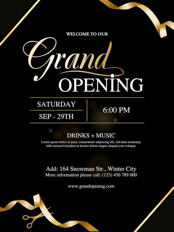 Vector a poster for grand opening shows a grand opening