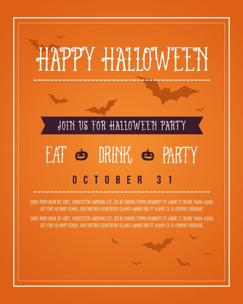 Vector poster halloween on orange background