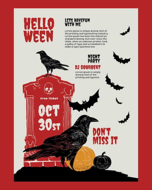 Poster Halloween uitnodiging nacht partij ontwerpsjabloon