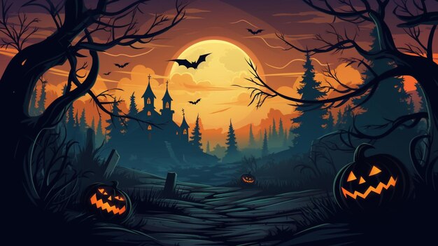 Premium Vector A Poster For A Halloween With Pumpkins Premium Vector A Poster For A Halloween With Pumpkins