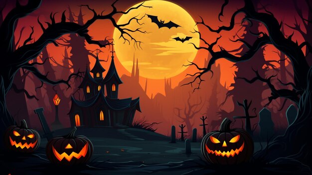 Premium Vector A Poster For A Halloween With Pumpkins Premium Vector A Poster For A Halloween With Pumpkins