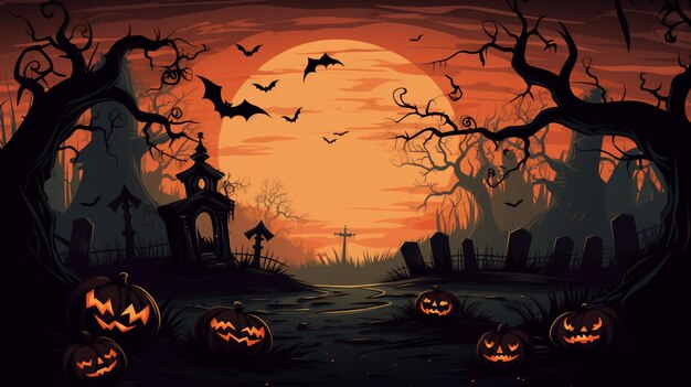Premium Vector A Poster For A Halloween With Pumpkins Premium Vector A Poster For A Halloween With Pumpkins