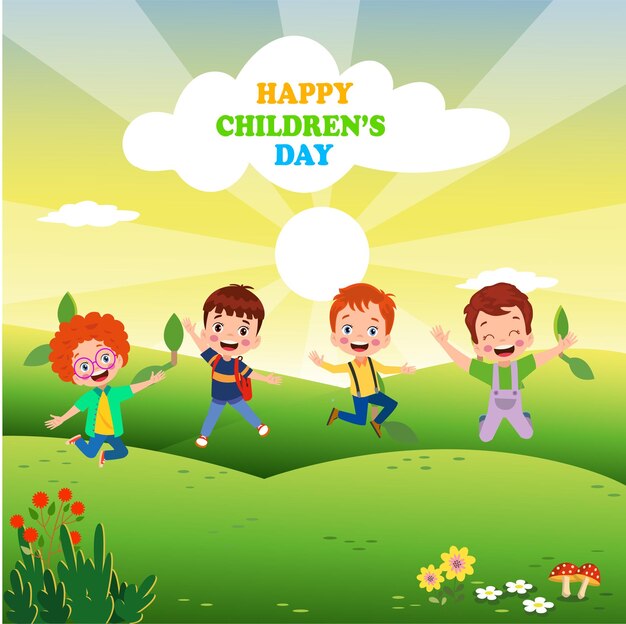 Vector a poster for happy children's day with the words happy children's day on it.