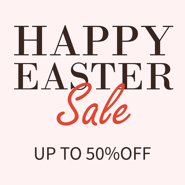 A poster for happy easter sale with a pink background.