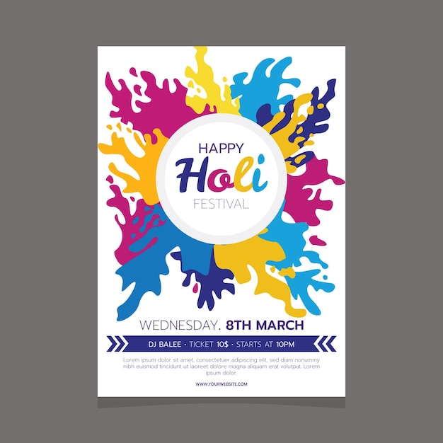 A poster for the happy holi festival is on wednesday 8th march.