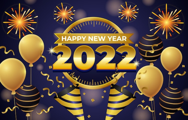 a poster for happy new year with a gold border and a star on it