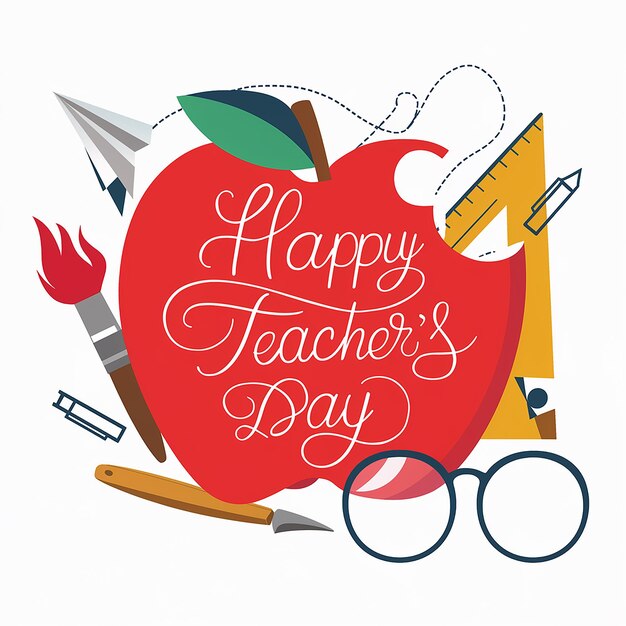 Vector a poster for happy teachers day with a red apple on the back