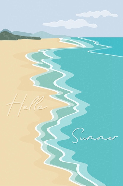 Vector a poster for hello summer by the beach.