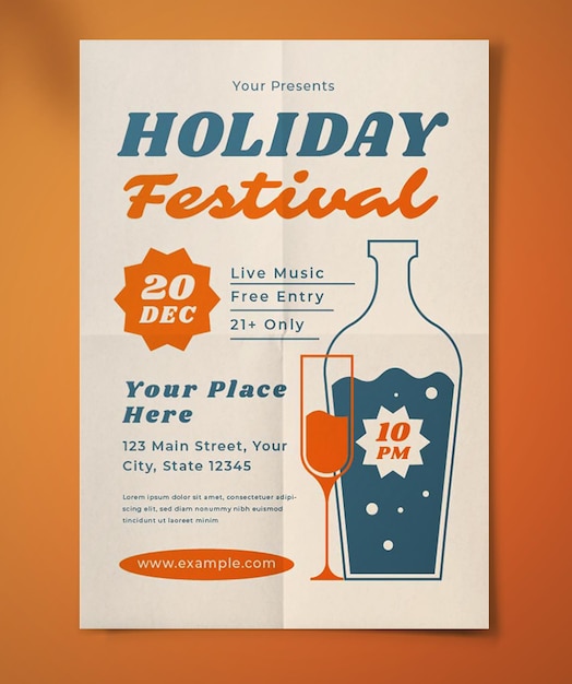 A poster for holiday festival that is on display.