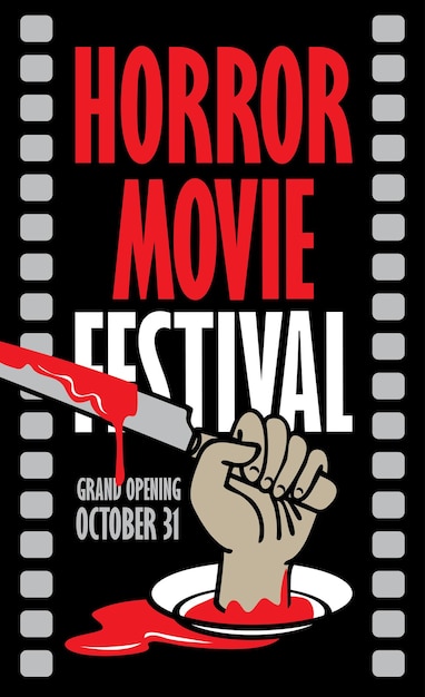 Vettore poster per il festival del cinema horror