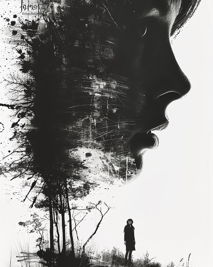 Vector a poster for a horror movie with a white background in the style of romantic honesty