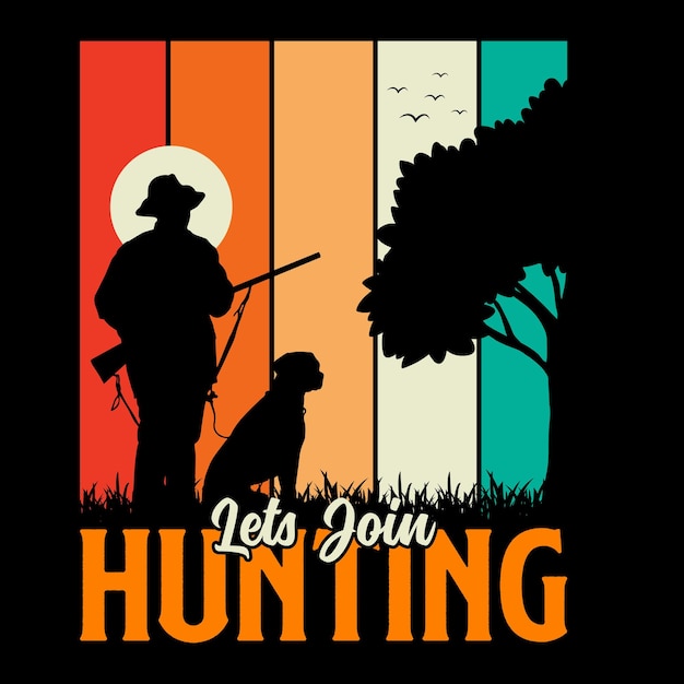 a poster for the hunting club with a silhouette of a hunting dog and a dog