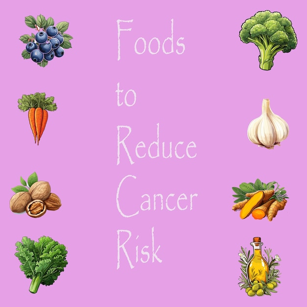 Vector poster image of food to reduce cancer risk