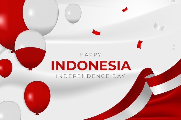 a poster for the independence day with balloons and a flag