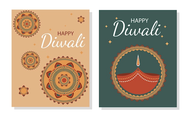Постер индийского фестиваля счастливого Дивали набор буклетов и листовок традиционный праздник и фестиваль