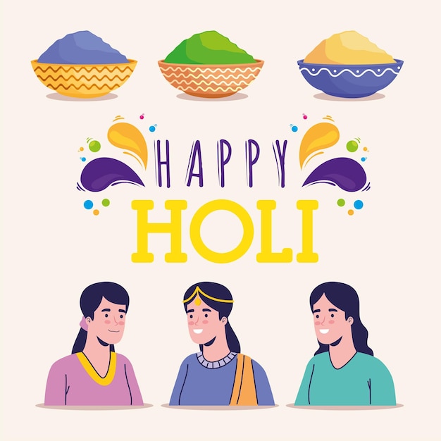 幸せなホーリーのインドのお祭りのポスター