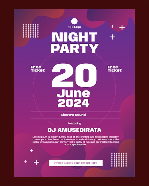 Poster Invitation Night Party Design Template