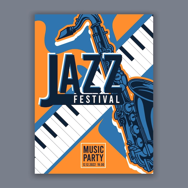 Vettore poster per jazz volantino banner moderno creativo per concerti di musica e festival illustrazione vettoriale