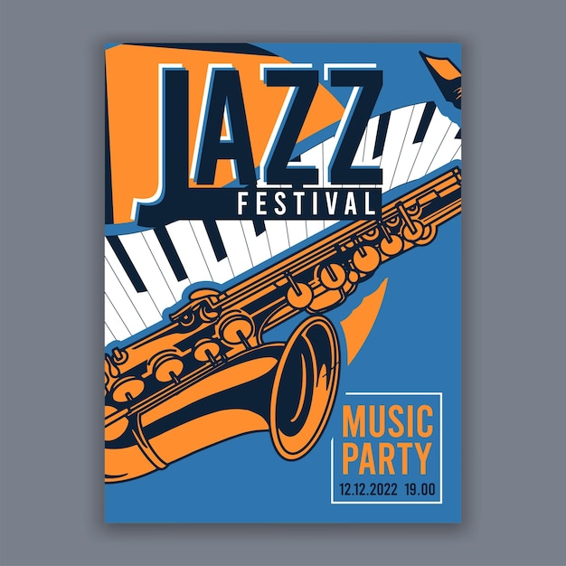 Vettore poster per jazz volantino banner moderno creativo per concerti di musica e festival illustrazione vettoriale