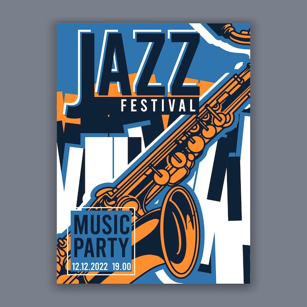 Vettore poster per jazz volantino banner moderno creativo per concerti di musica e festival illustrazione vettoriale