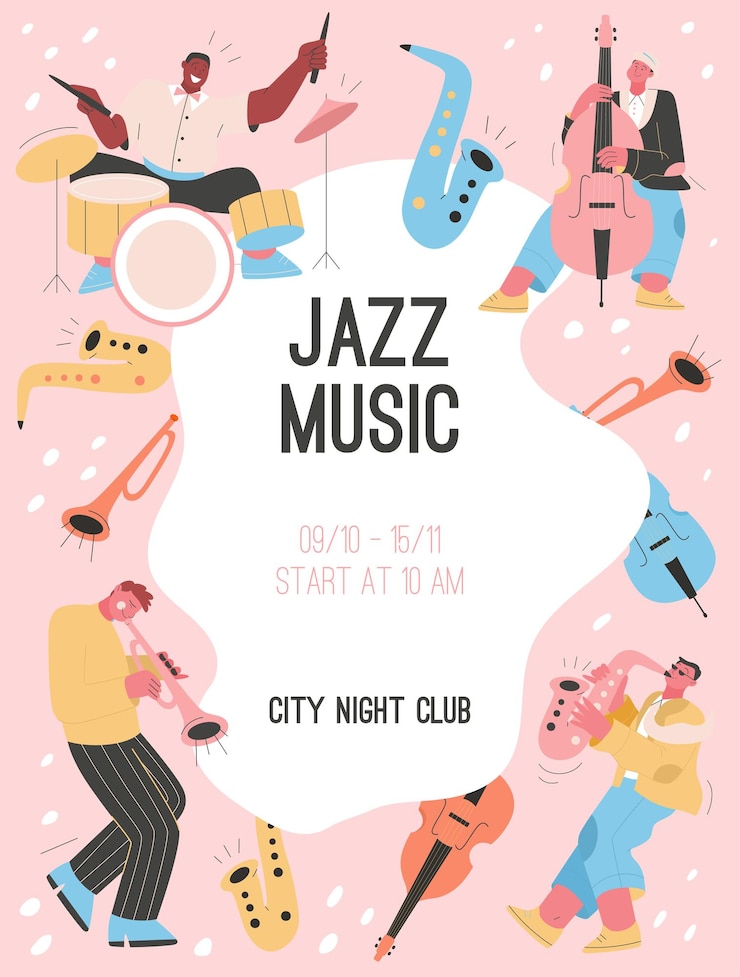 poster of Jazz Music at City Night Club concept