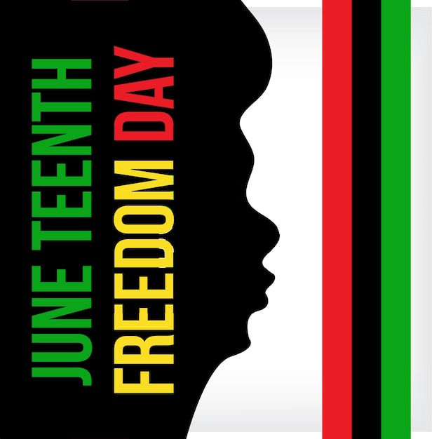 A poster for june teenthing freedom day with a woman and a flag