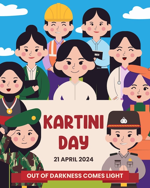 Vector a poster for a kartinis day with a group of people