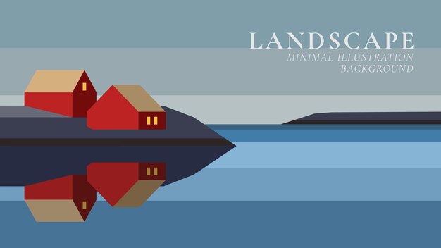 A poster for landmannalaugar shows a house on the water.