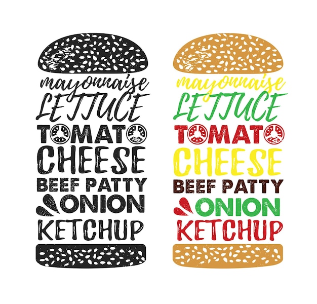 Vector poster lettering burger handdrawn typography poster inspirational typography