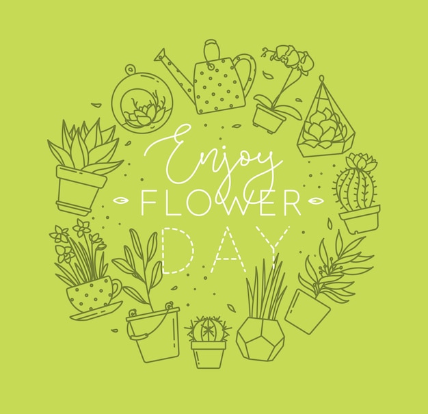 Poster lettering enjoy flower day green