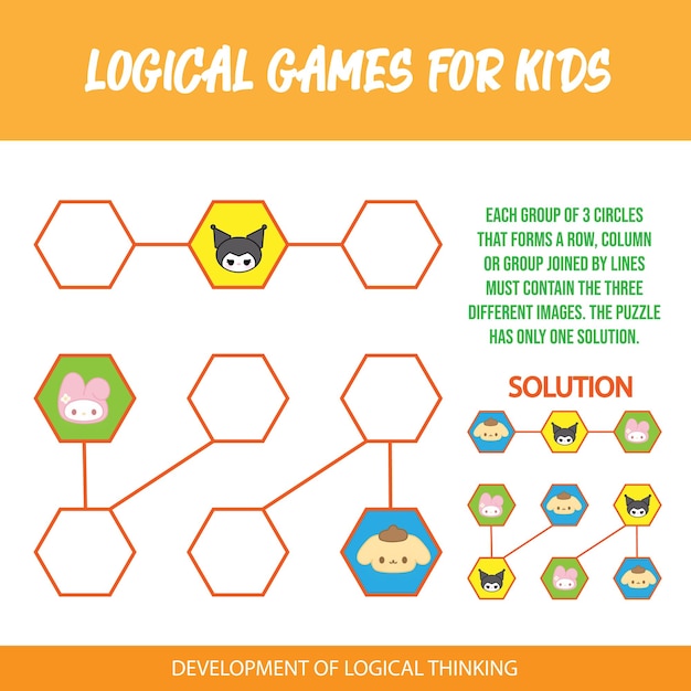 Vector a poster for logical thinking shows a group of animals and the words development of logical thinking.