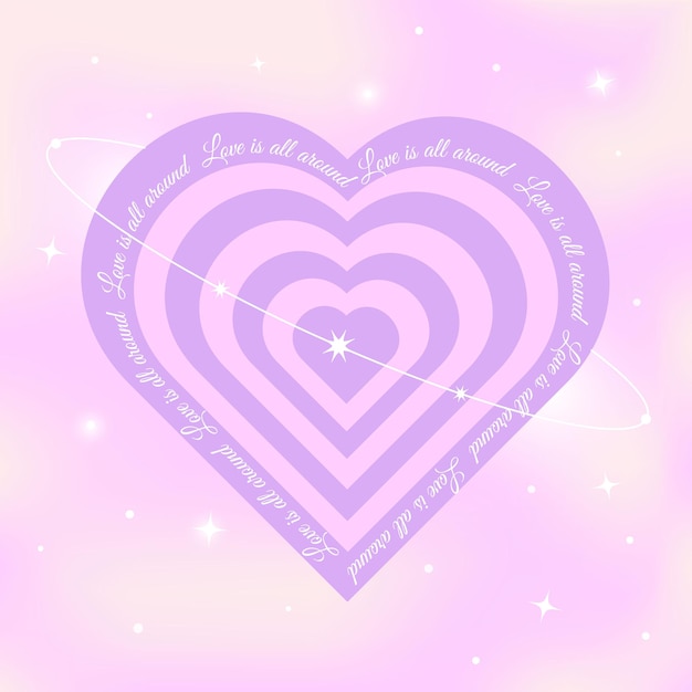 Poster of love around in y2k style with mesh and hearts