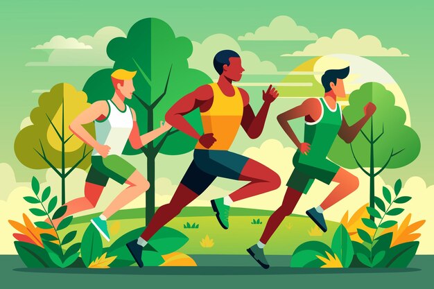 Vector a poster of a man running with a man running in a green shirt