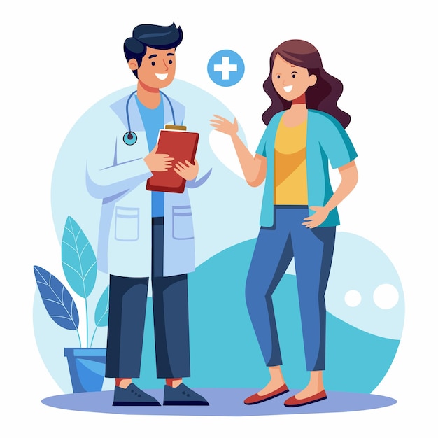 a poster of a man and a woman with a stethoscope