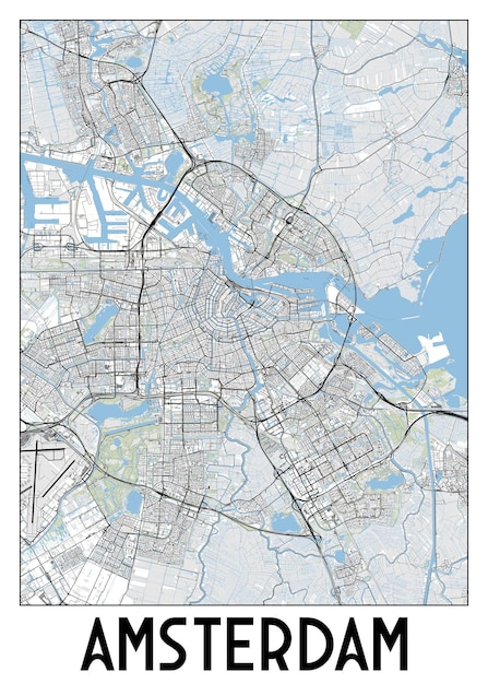 Vettore cartografia poster di amsterdam paesi bassi