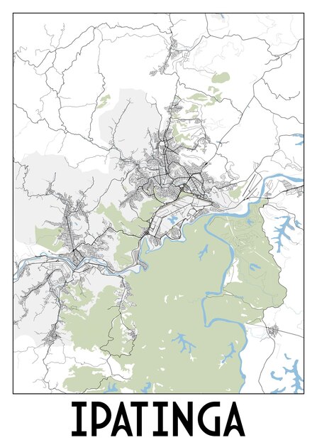 Vettore mappa poster di ipatinga in brasile