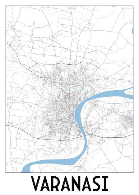 벡터 바라나시 의 포스터 지도 예술 우타르 프라데시 인도
