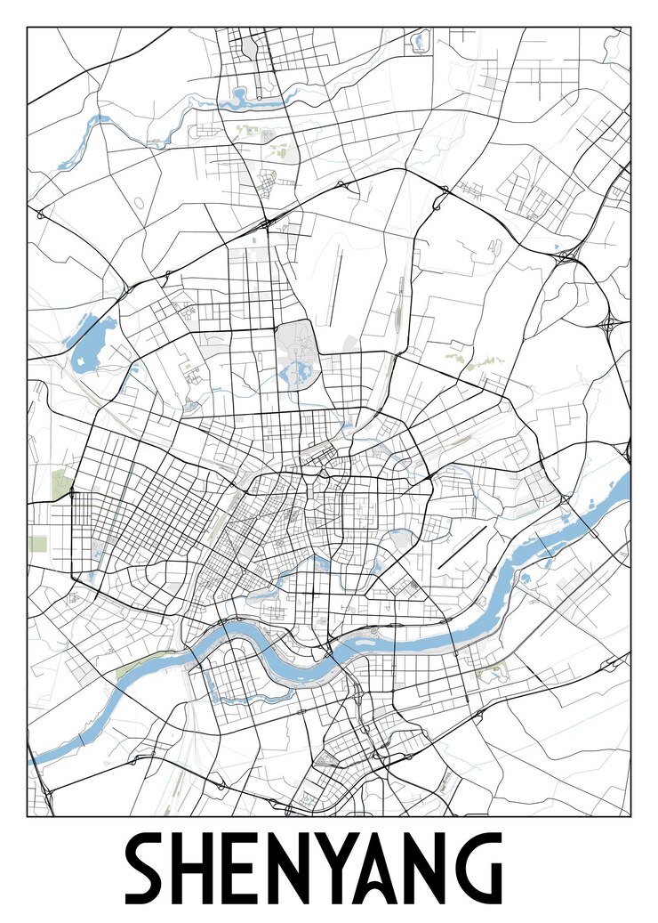 Vector poster map art of shenyeng china