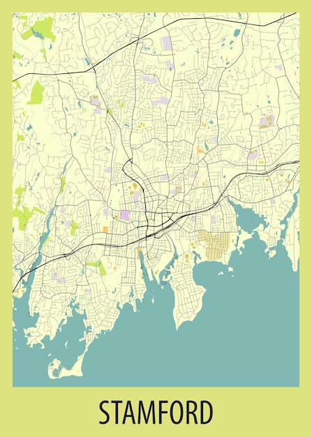 Вектор Плакатная карта стэмфорда, штат коннектикут, сша