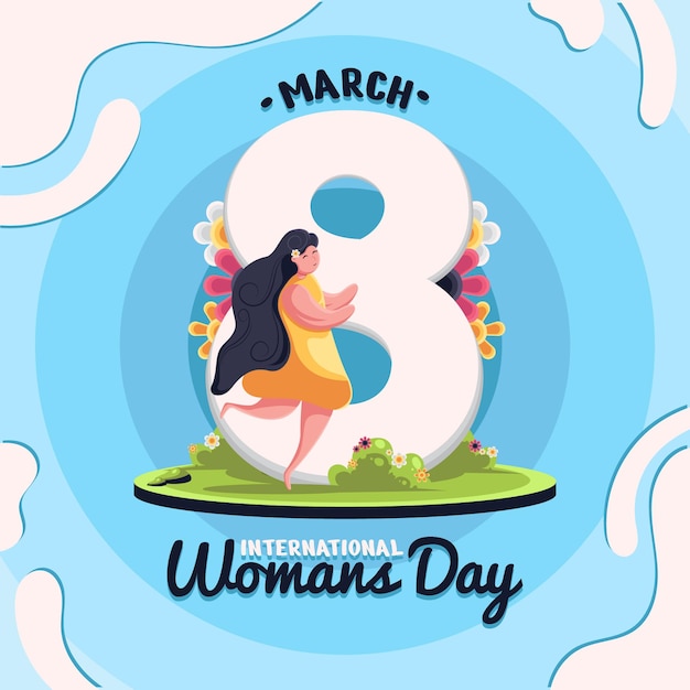 Un poster dell'8 marzo con sopra una donna che corre.