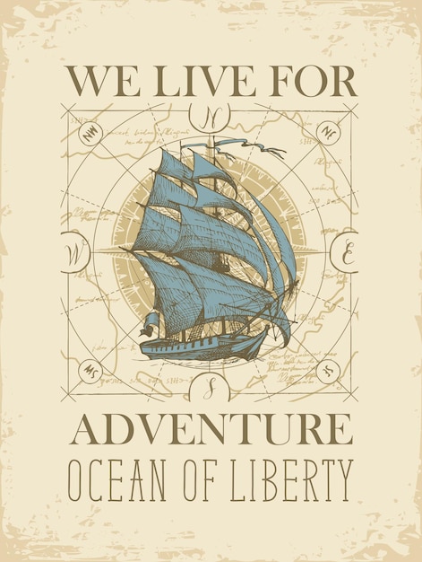 Vector poster on marine theme