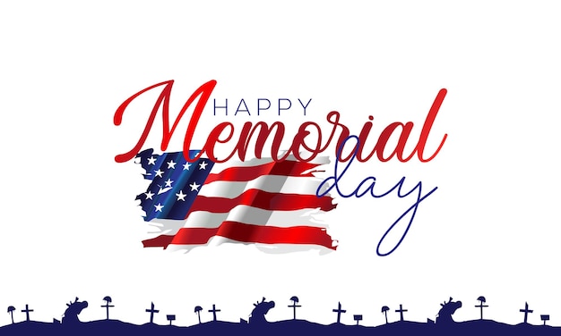 A poster for memorial day with a flag and crosses on it.