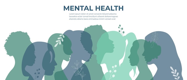 A poster for mental health with people silhouettes.