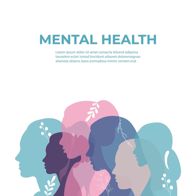 A poster for mental health with a woman silhouettes.